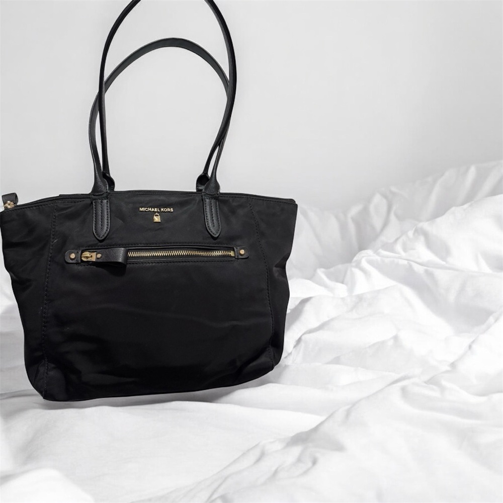 Michael Kors Black Nylon Tote Gold Hardware